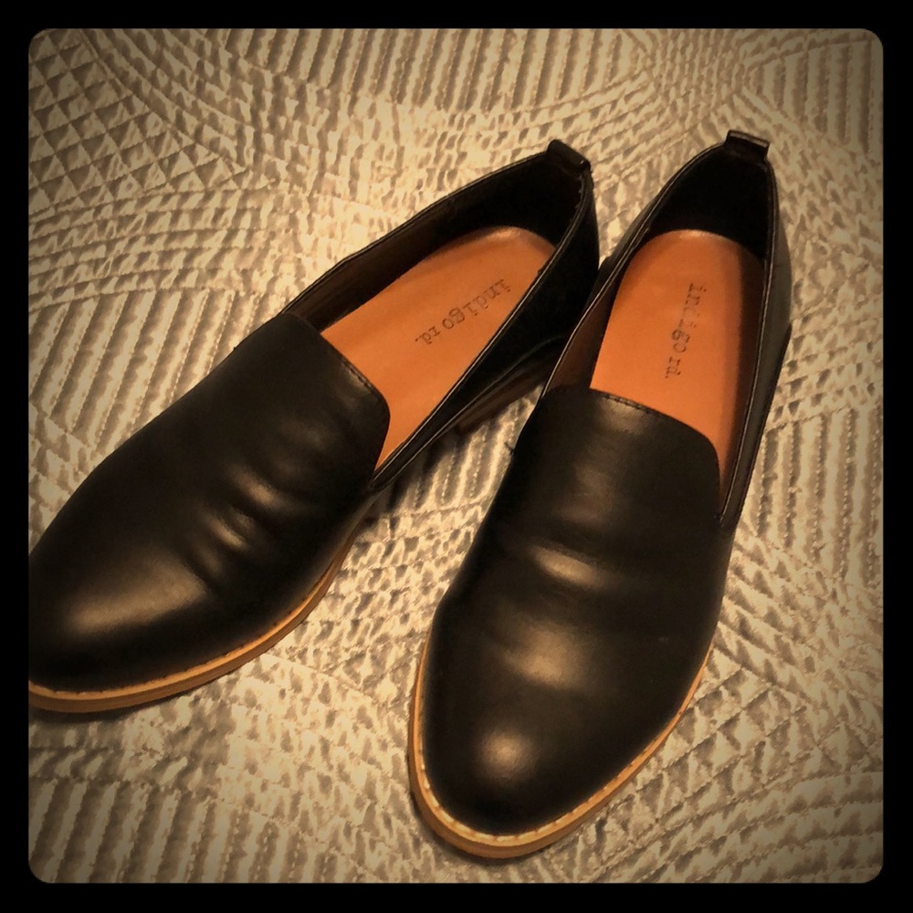 Black loafer flats